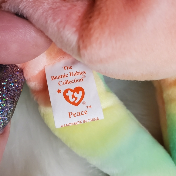 PEACE beanie baby bear RARE mint - Picture 5 of 13